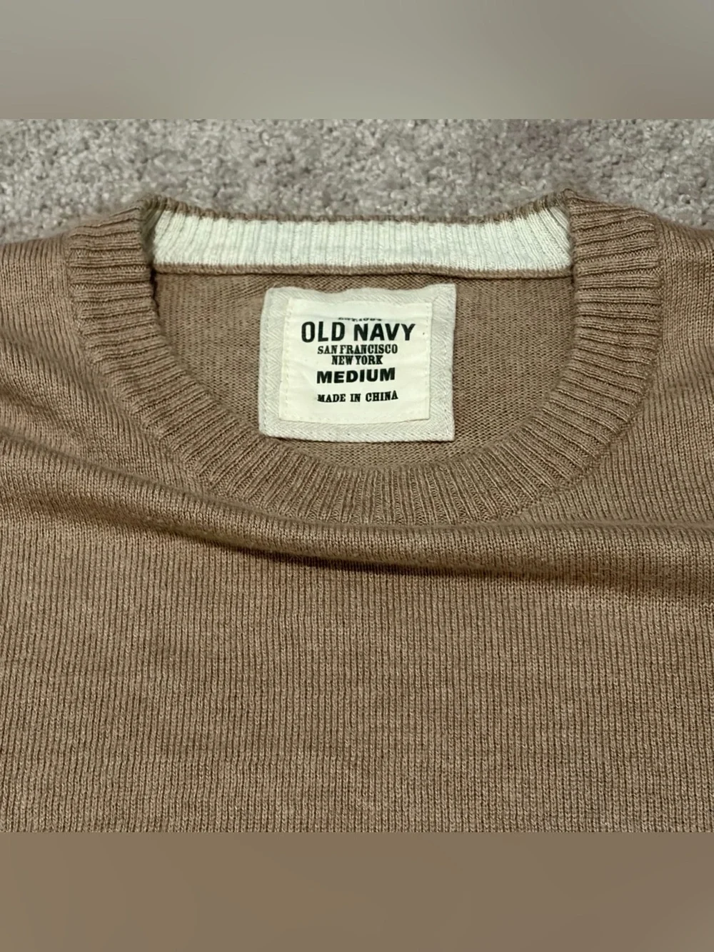 Old Navy Men’s Brown Cashmere Cotton Blend Pullover Sweater Size Medium